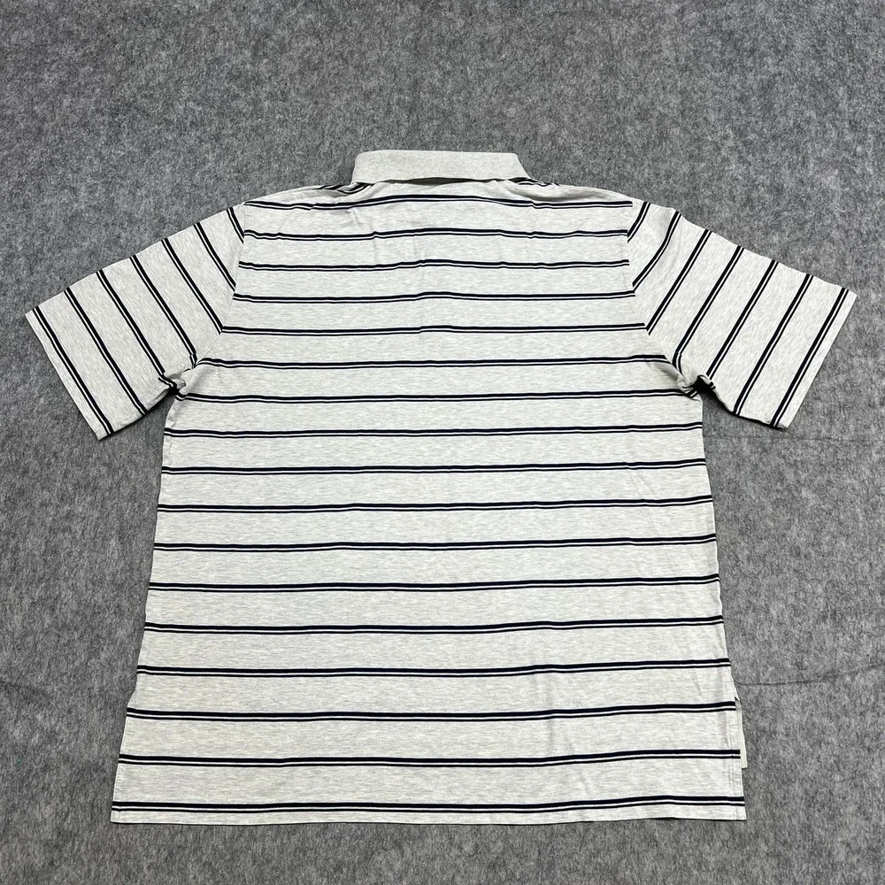 Vintage Polo Ralph Lauren Polo Golf Shirt Mens L Gray Stripe Pima Cotton Pony